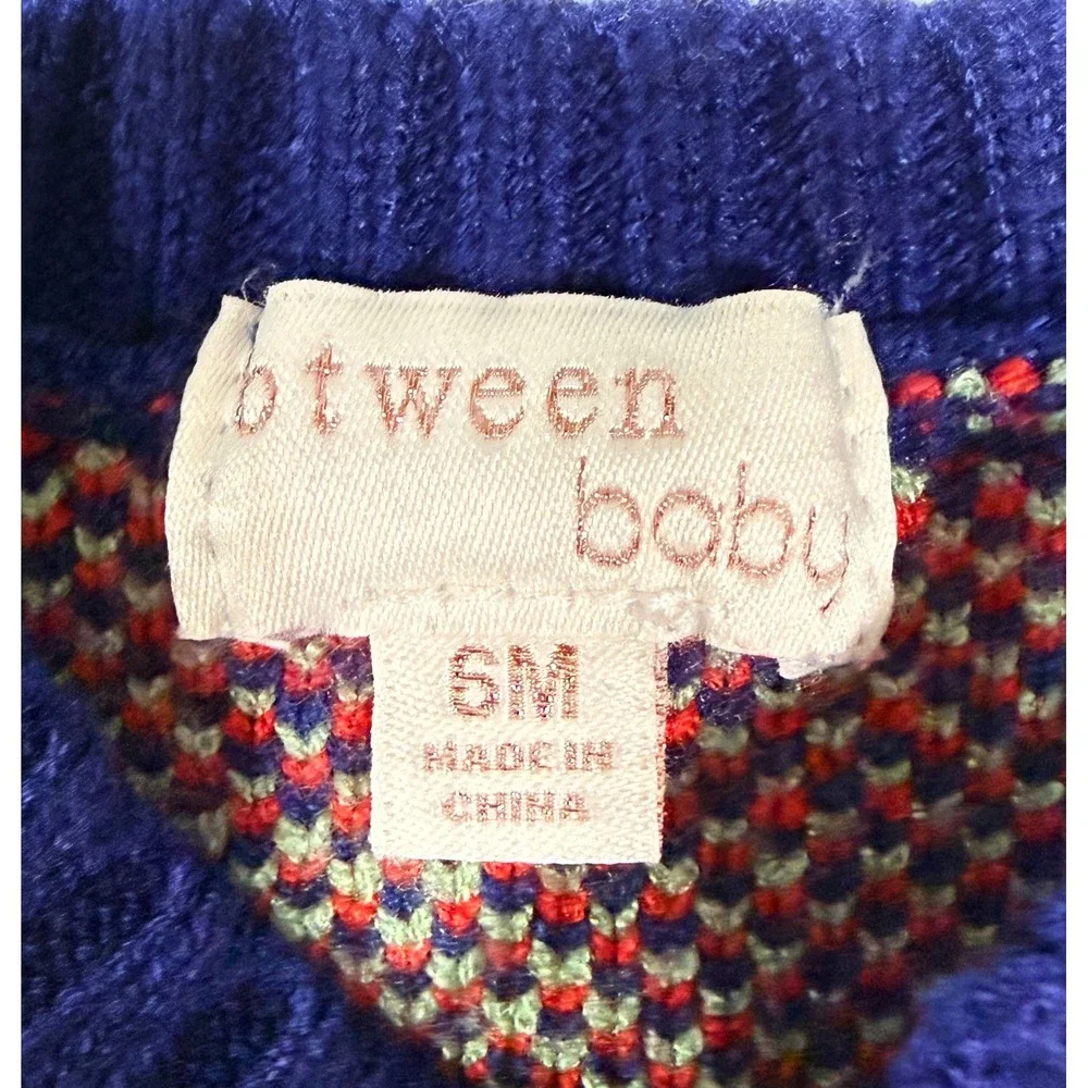 btween baby Girls Sweater Dress Cherry Print 6M Navy Blue Knit Long Sleeve